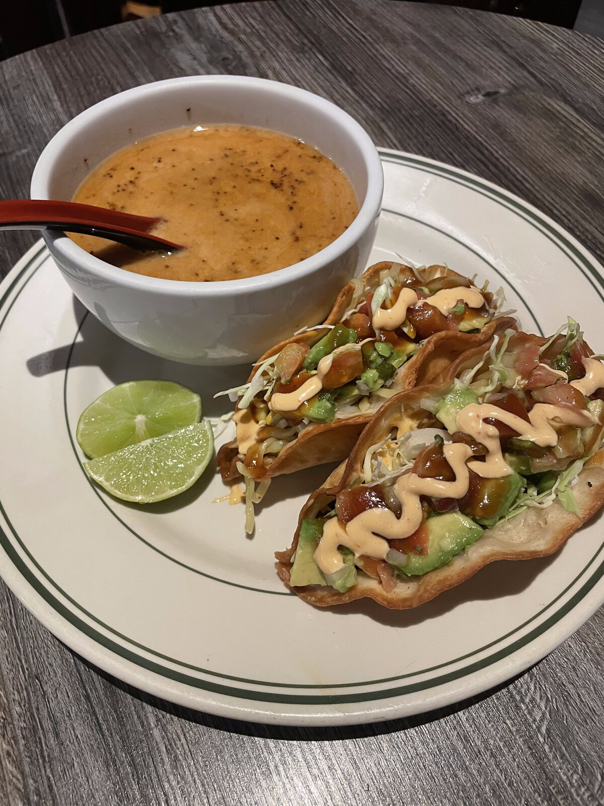 Crispy tuna tostadas with avocado and spicy mayo