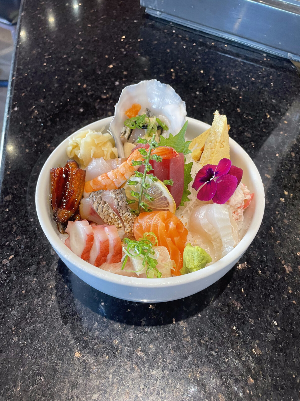 Chirashi Bowl with assorted sashimi over sushi rice